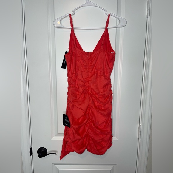 Lulus Primped to Perfection Red Floral Burnout Chiffon Ruched Dress - Picture 6 of 11